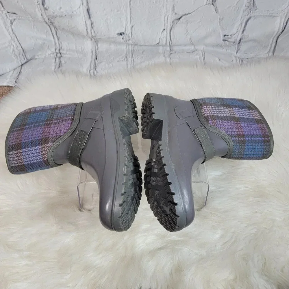 Sperry Rain Boots ‎ Womens 6 Plaid Fabric Rubber Waterproof Outdoor Preppy Cute